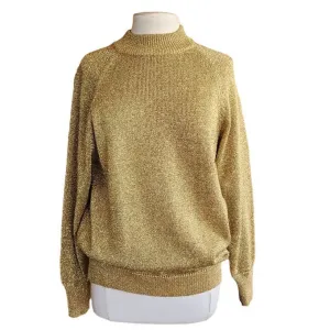 Vintage 80s Metallic Gold Sweater Liz Claiborne