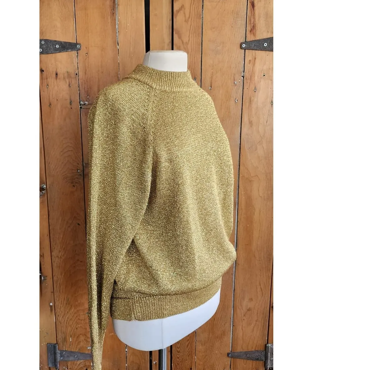 Vintage 80s Metallic Gold Sweater Liz Claiborne