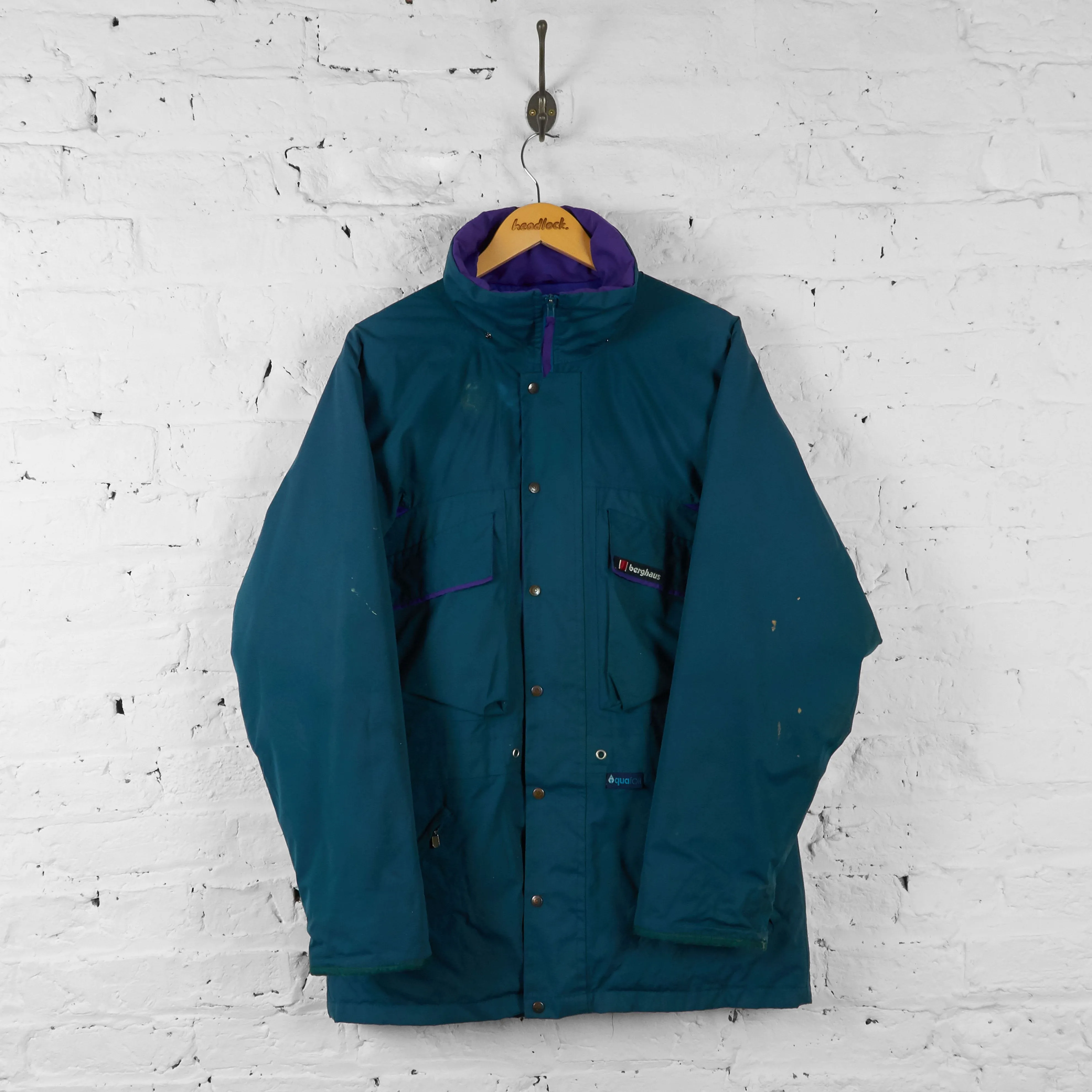 Vintage Berghaus Aqua Foil Hooded Jacket - Green/Purple - L