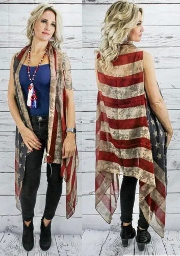 Vintage USA Flag Vest