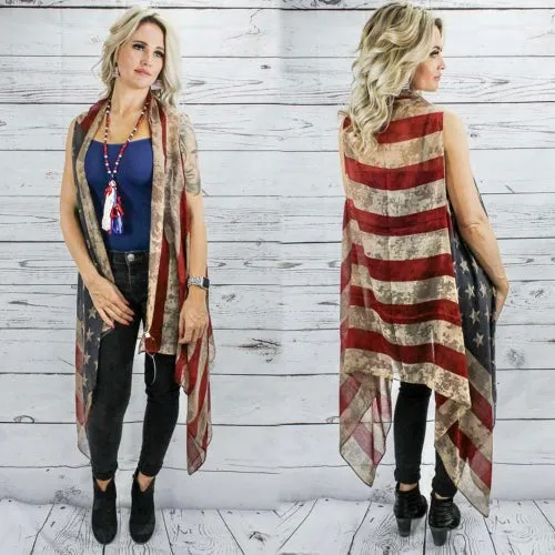 Vintage USA Flag Vest