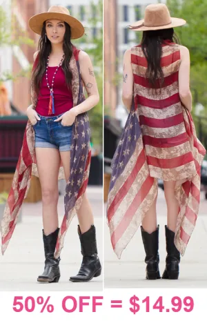 Vintage USA Flag Vest