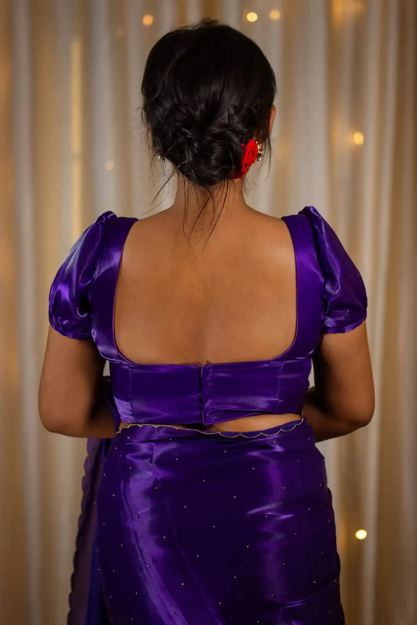 Violet Organza Puff Sleeve Blouse
