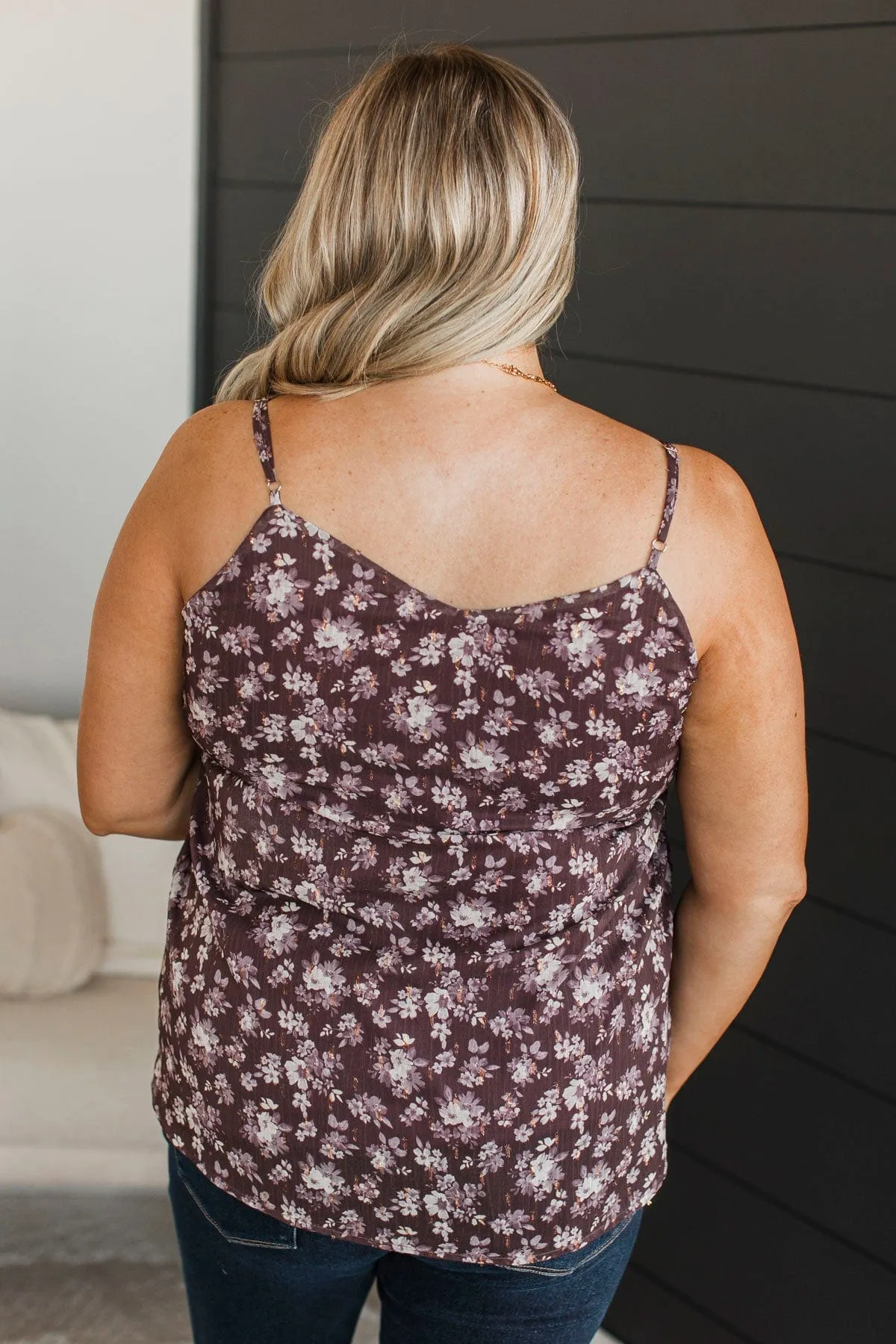 Watch Me Flourish Floral Tank Top- Plum