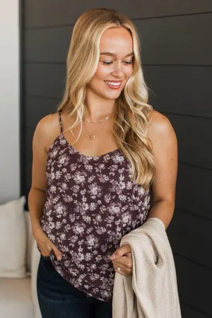 Watch Me Flourish Floral Tank Top- Plum