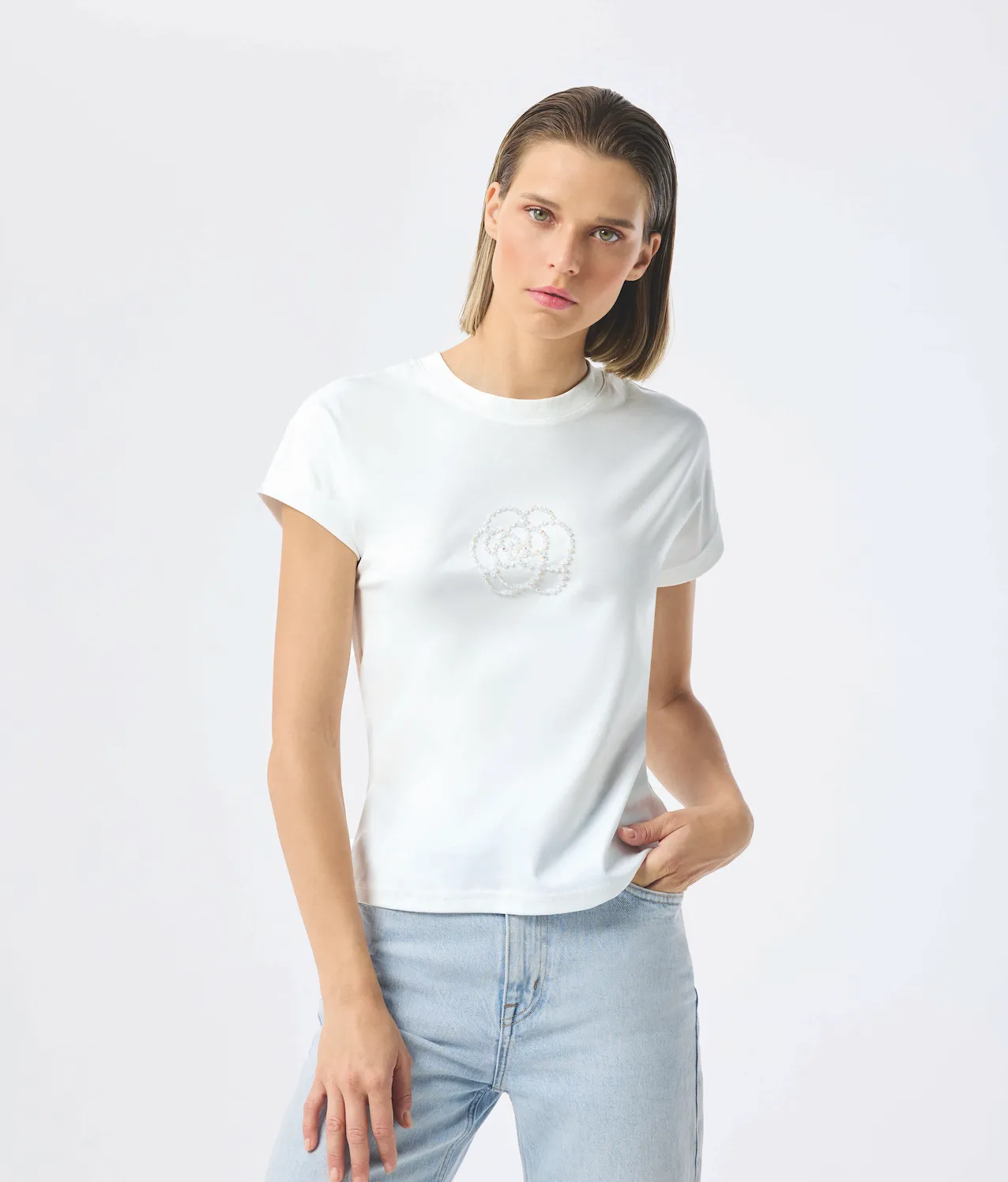 White Blouse with Flower