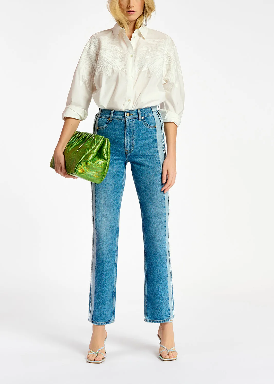 White cotton embroidered shirt