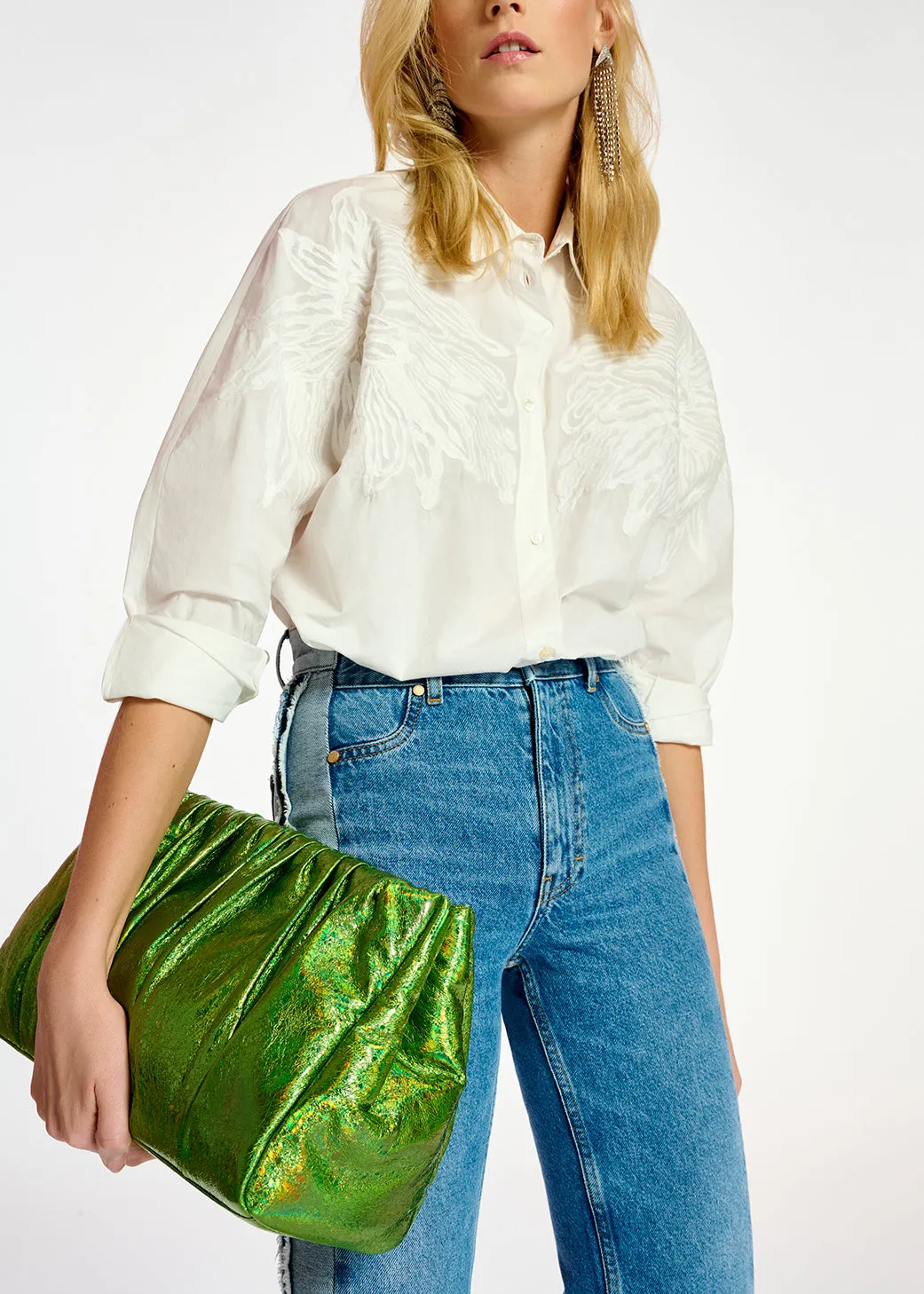 White cotton embroidered shirt