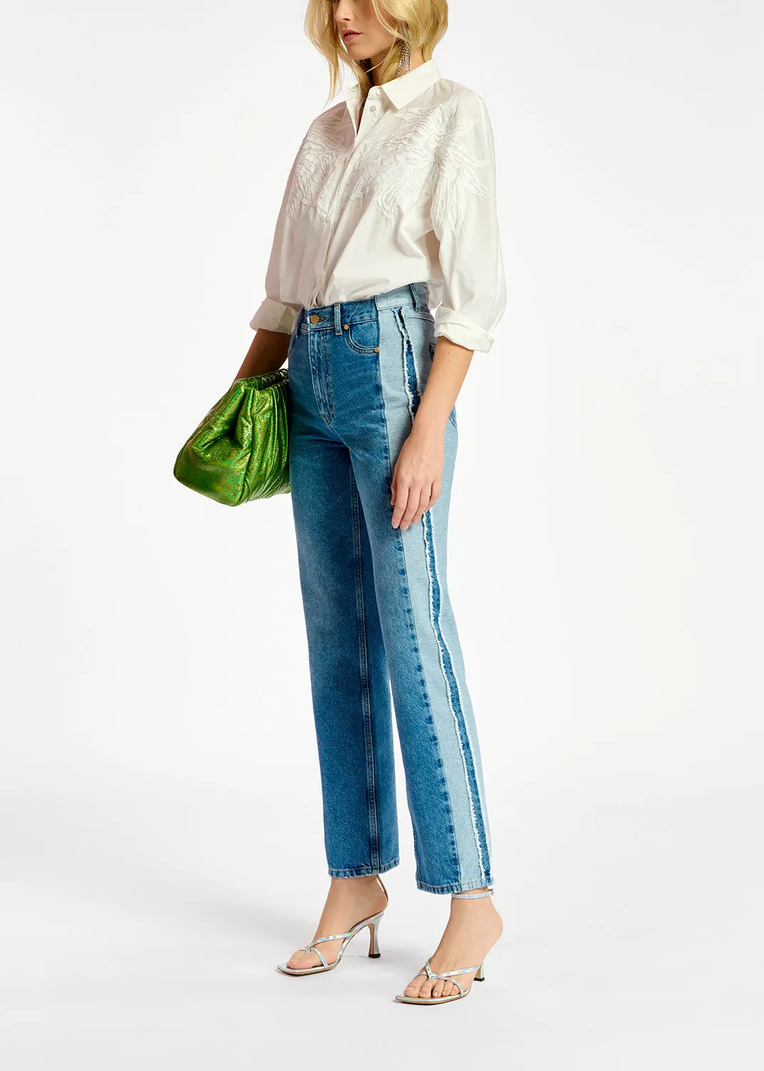 White cotton embroidered shirt