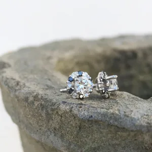 White Diamond Studs with Black and White Diamond Detachable Jackets