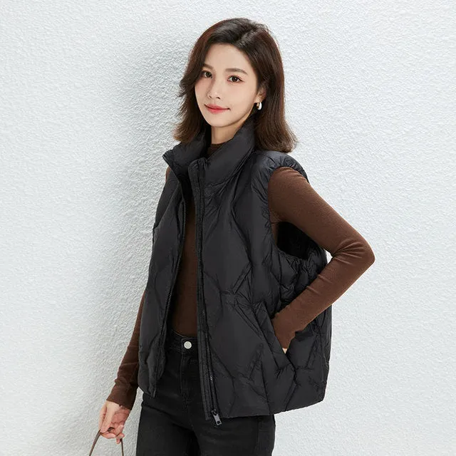 White Duck Down Sleeveless Coat Matte Seamless Waistcoat
