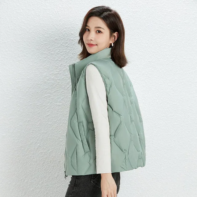 White Duck Down Sleeveless Coat Matte Seamless Waistcoat