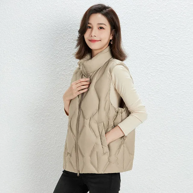 White Duck Down Sleeveless Coat Matte Seamless Waistcoat