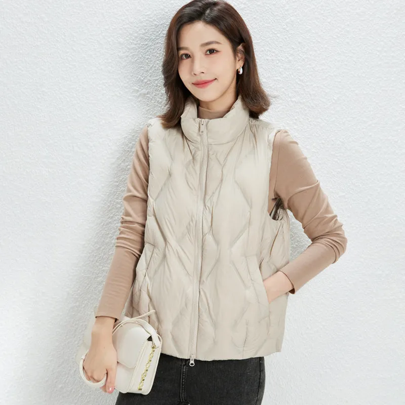 White Duck Down Sleeveless Coat Matte Seamless Waistcoat