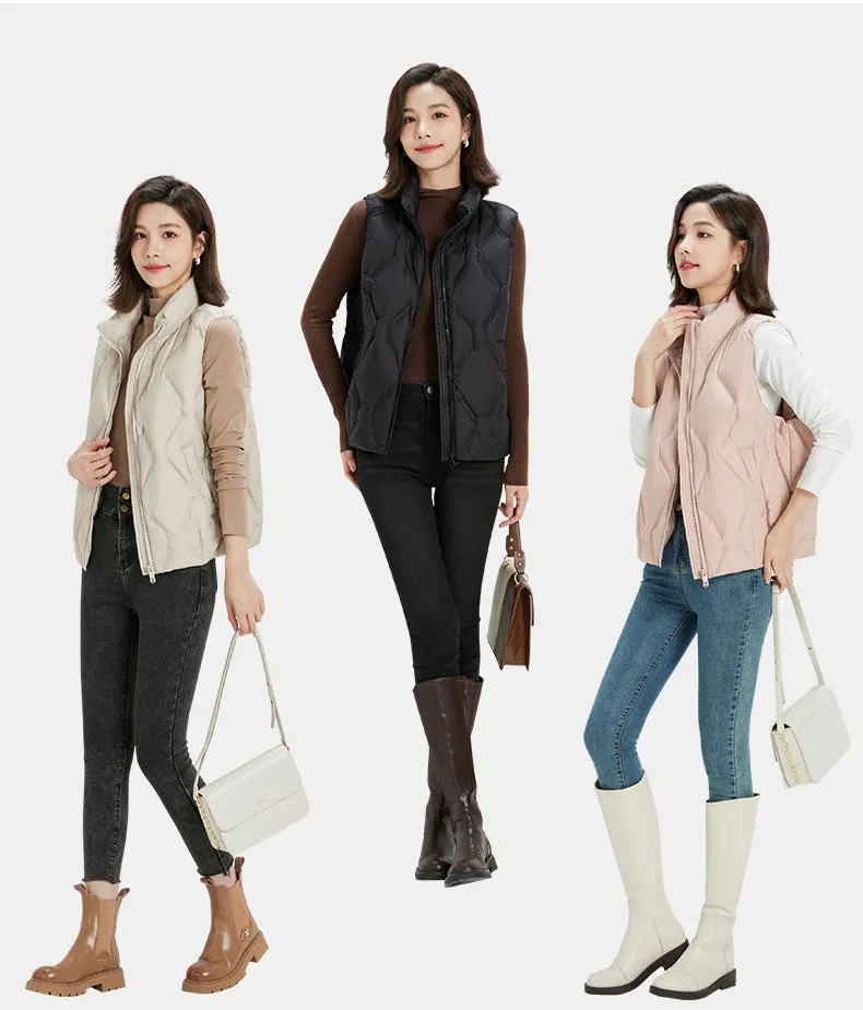 White Duck Down Sleeveless Coat Matte Seamless Waistcoat