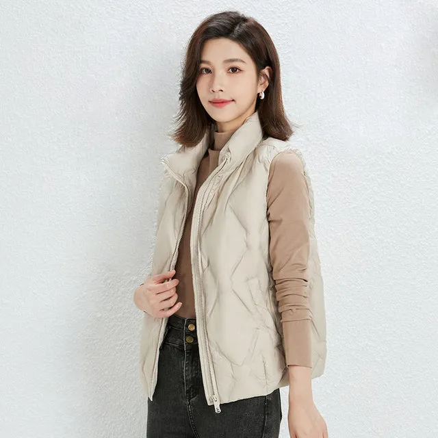White Duck Down Sleeveless Coat Matte Seamless Waistcoat