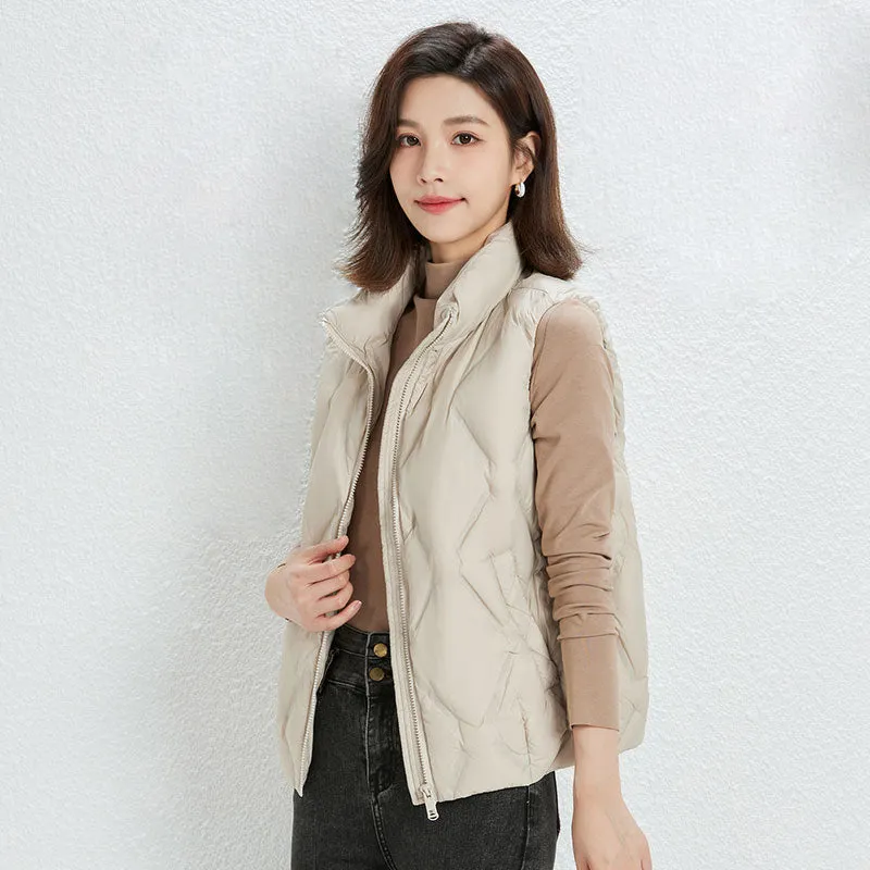 White Duck Down Sleeveless Coat Matte Seamless Waistcoat