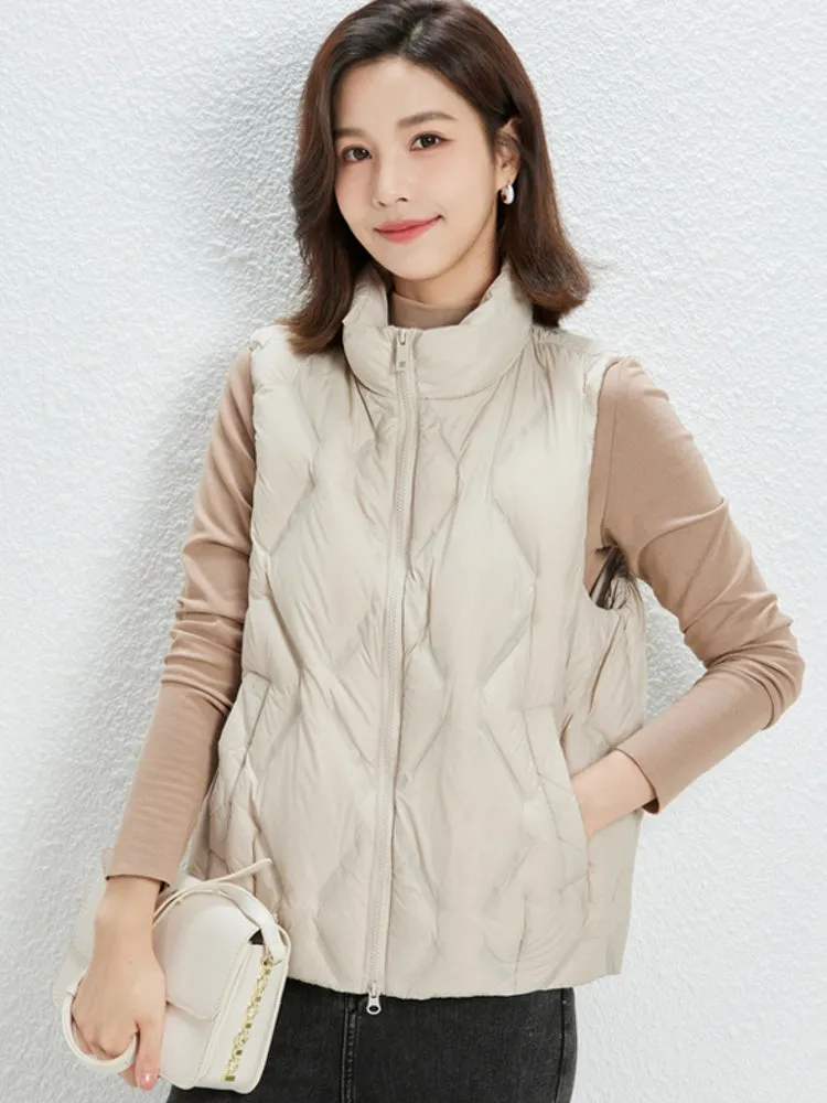 White Duck Down Sleeveless Coat Matte Seamless Waistcoat