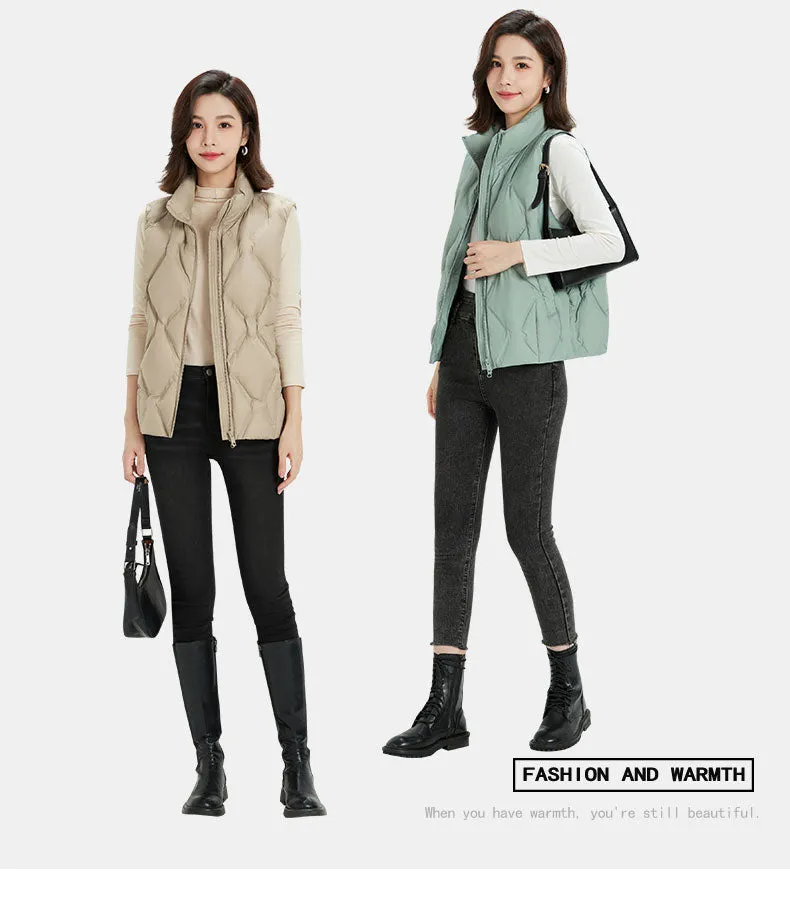 White Duck Down Sleeveless Coat Matte Seamless Waistcoat