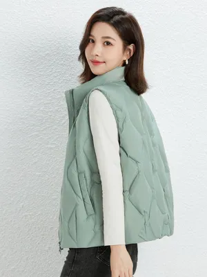White Duck Down Sleeveless Coat Matte Seamless Waistcoat