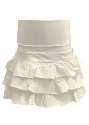White Jersey Skirt With Ruffled Layers Skirt
