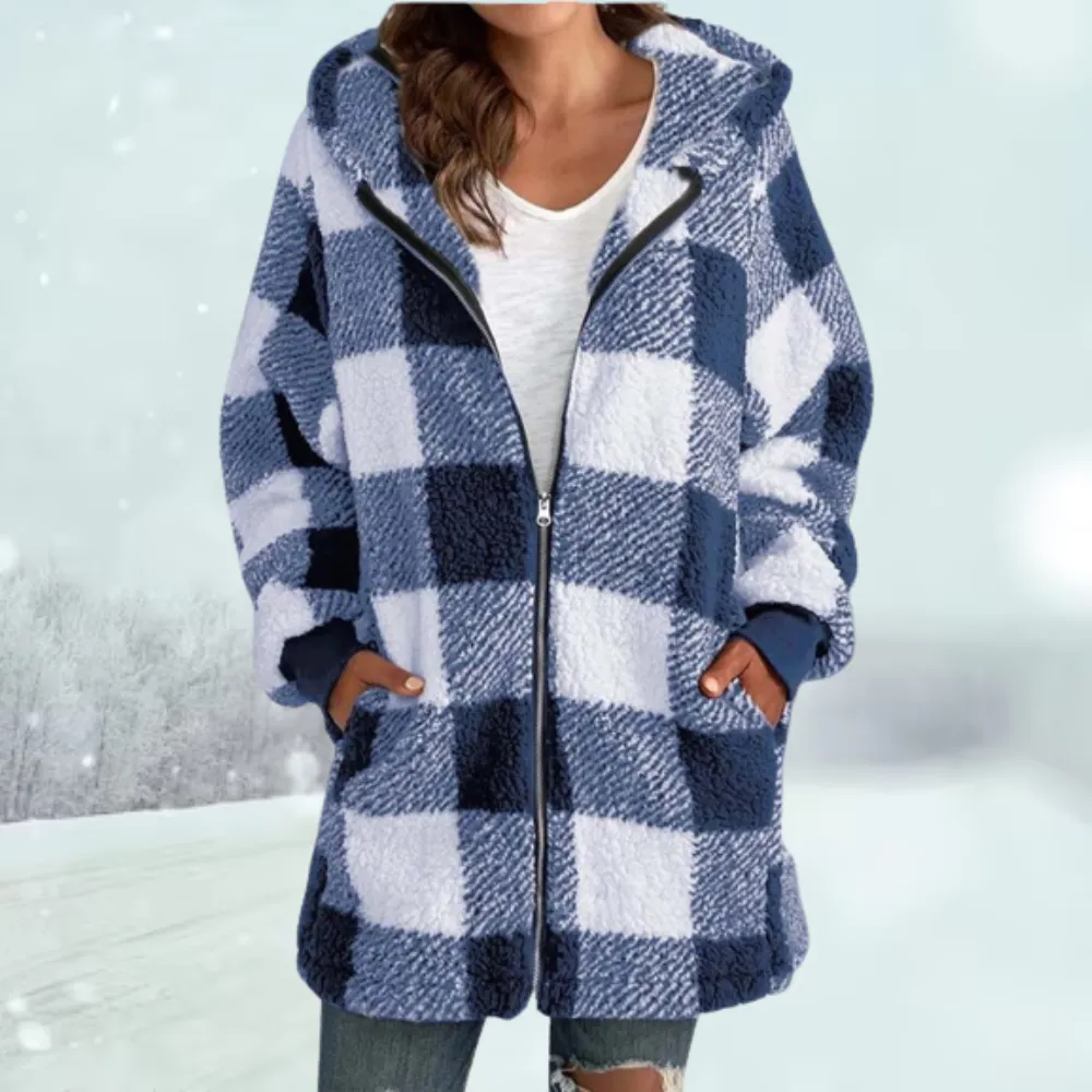 Winter coat - hooded top - checked