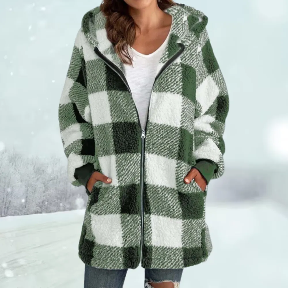 Winter coat - hooded top - checked