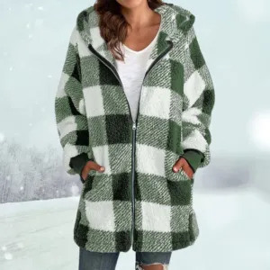 Winter coat - hooded top - checked