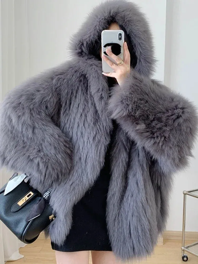 Winter Jackets Faux Fur Coat Women Korean Coat Hooded Fur Jacket