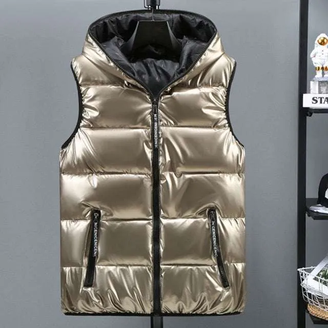 Winter Vests Women's Hooded Short Bright Color Sleeveless Vest