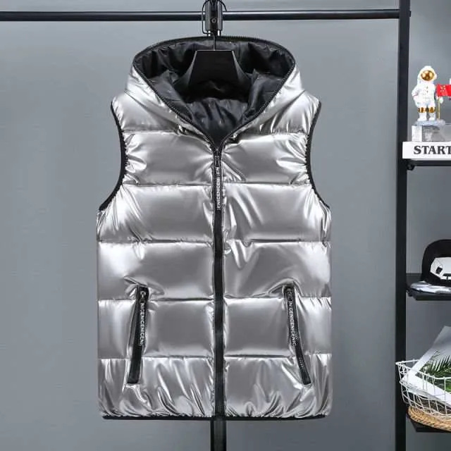 Winter Vests Women's Hooded Short Bright Color Sleeveless Vest