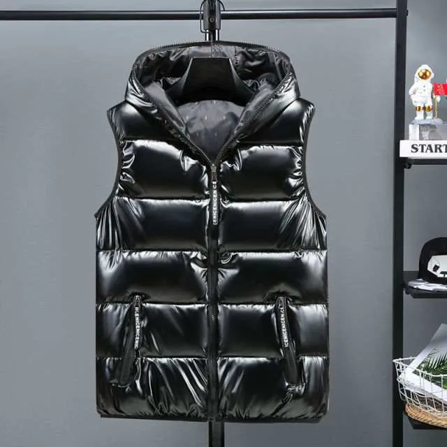 Winter Vests Women's Hooded Short Bright Color Sleeveless Vest