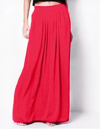 Woman Satin Long Skirt Elastic Waist Floor-Length Maxi Skirts Female Plus Size Ladies Bohemia Pleated saia skirts For Women