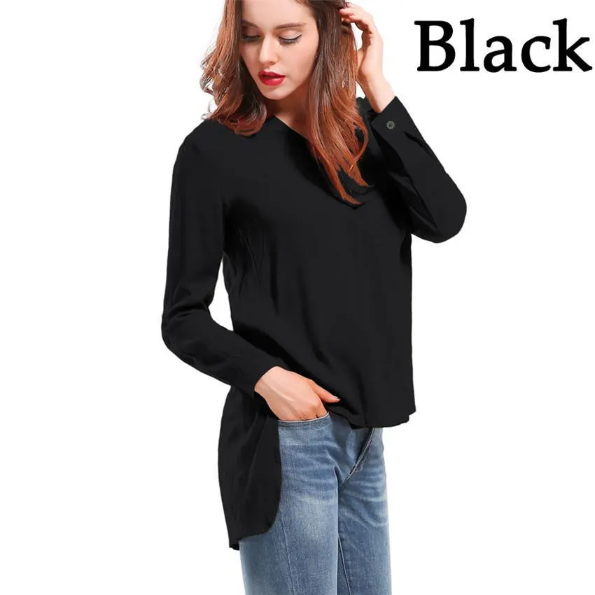 Women Blouses Long sleeve Shirts Solid V-neck Cotton Vintage Shirt Wild Casual Streetwear Loose Tops Women Plus Size Blouse