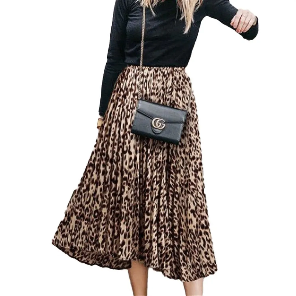 Women Size Skirt Mid-Length Pleated Skirt