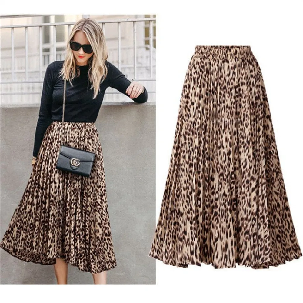 Women Size Skirt Mid-Length Pleated Skirt