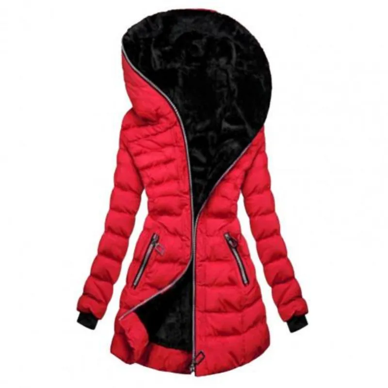 Women's Hooded Warm Winter Padded Long Jacket | Zipper