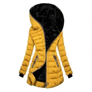 Women's Hooded Warm Winter Padded Long Jacket | Zipper