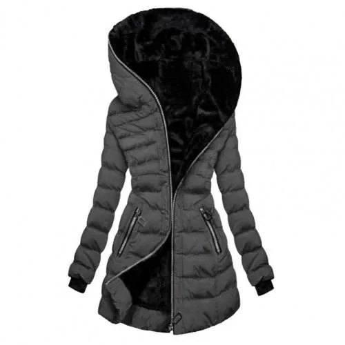 Women's Hooded Warm Winter Padded Long Jacket | Zipper