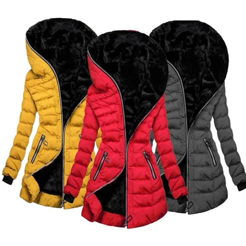 Women's Hooded Warm Winter Padded Long Jacket | Zipper