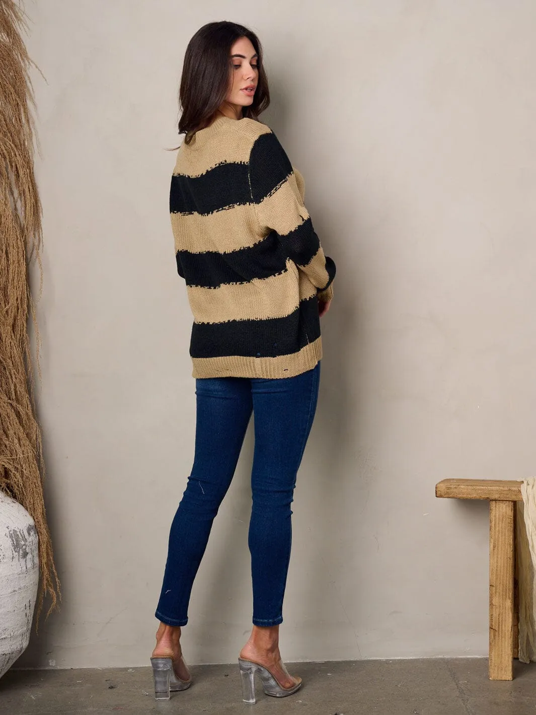 WOMEN'S LONG SLEEVE COLORBLOCK SWEATER
