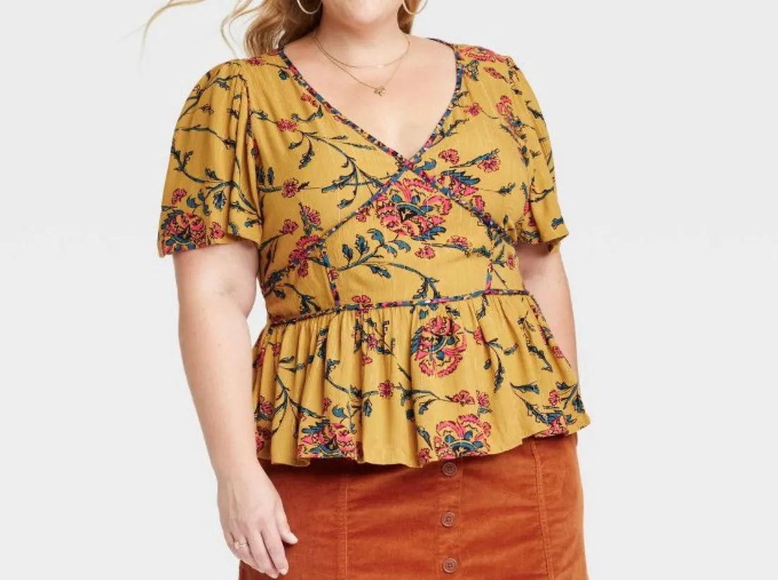 Women's Plus Size Short Sleeve Embroidered Blouse - Knox Rose Dark Green
