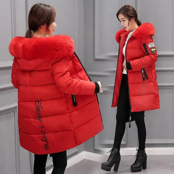 Women's premium winter coat, Clus, featuring a removable fur collar