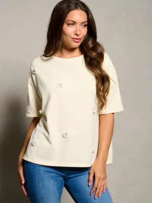 WOMEN'S SHORT SLEEVE DETAILED BLOUSE TOP