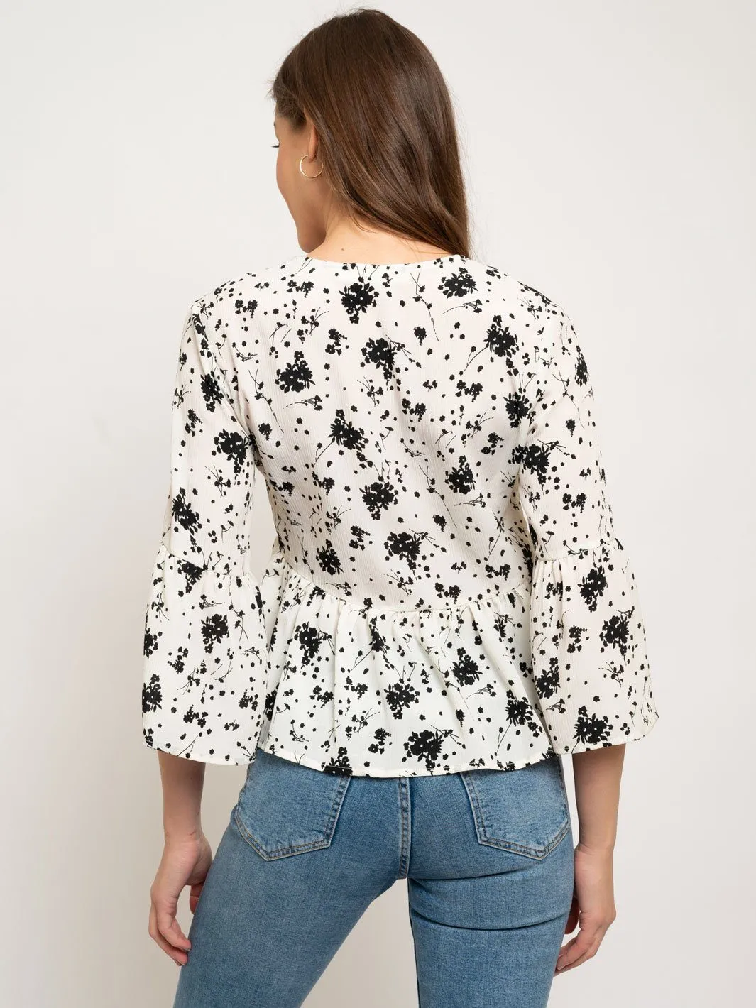 WOMEN'S TUNIC 3/4 SLEEVE FLORAL TOP