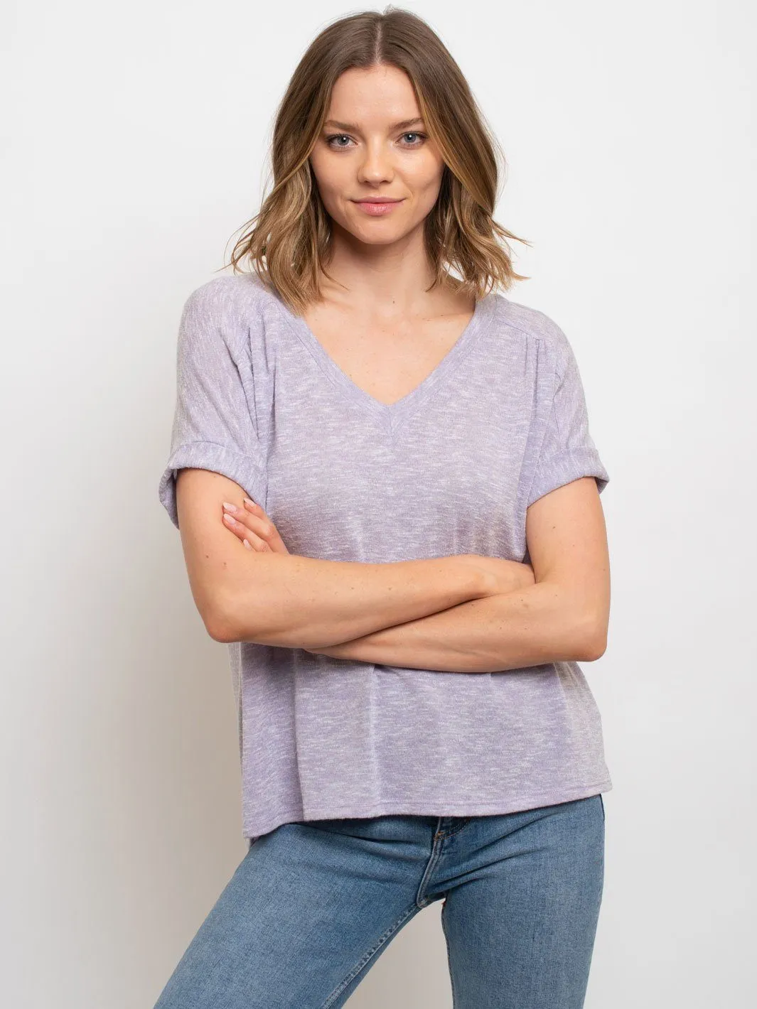 WOMEN'S V-NECK SHORT SLEEVE TOP