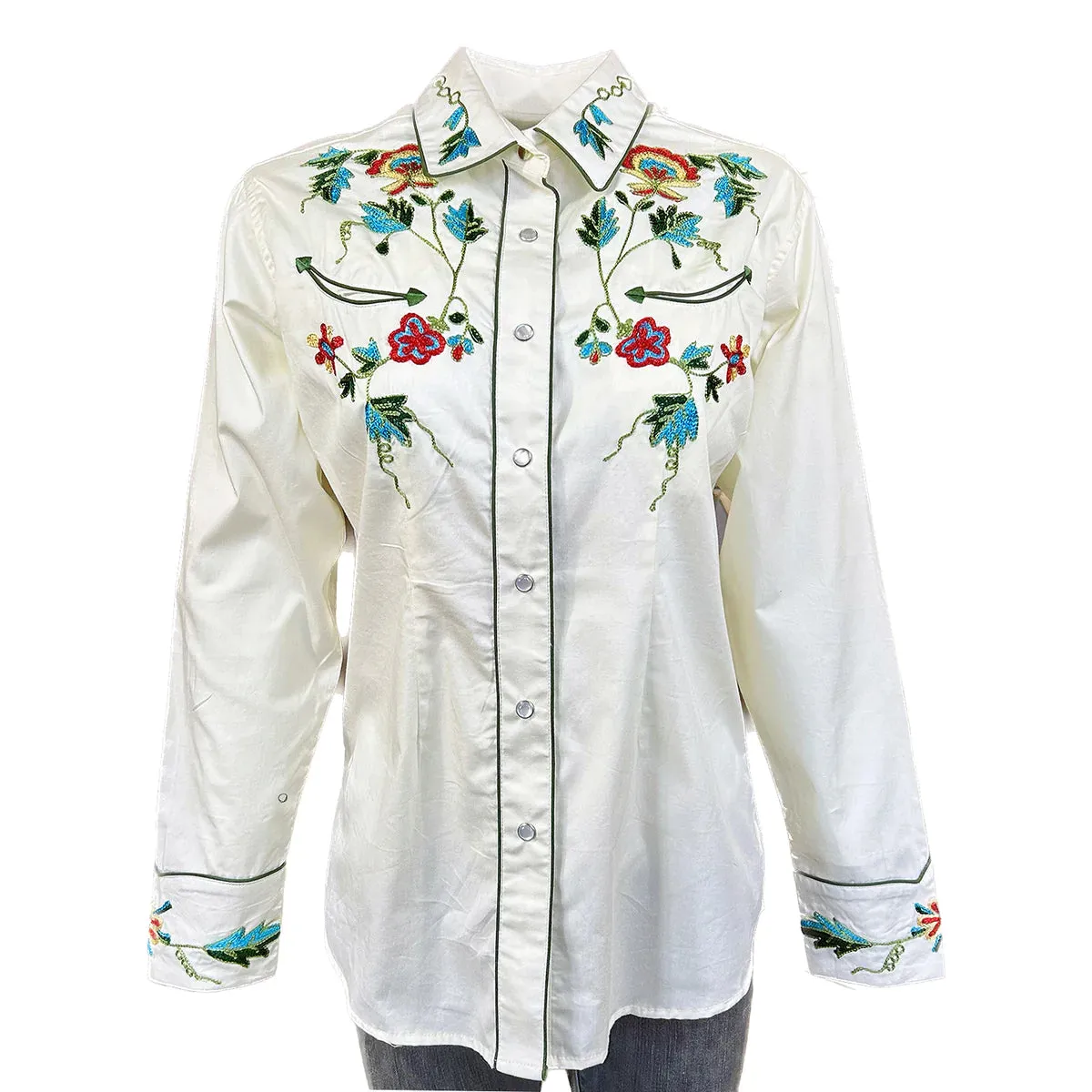 Women's Vintage Western Shirt Collection: Rockmount Fancy Floral Embroidery