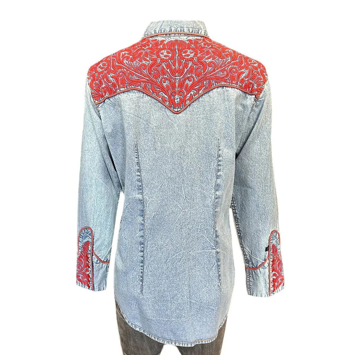 Women's Vintage Western Shirt Collection: Rockmount Fancy Tooling Denim