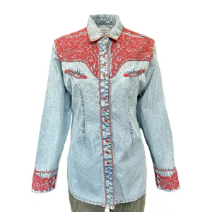 Women's Vintage Western Shirt Collection: Rockmount Fancy Tooling Denim
