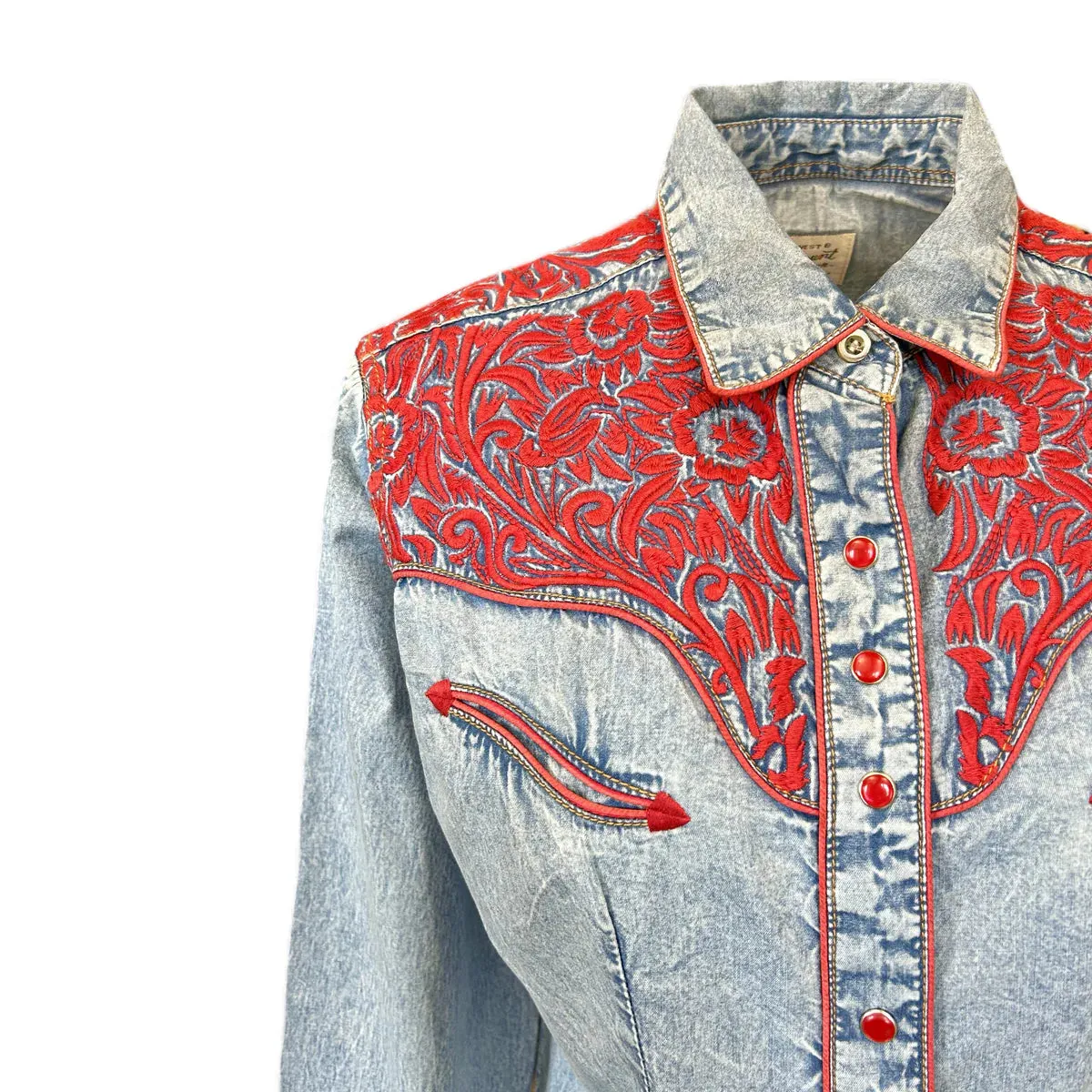 Women's Vintage Western Shirt Collection: Rockmount Fancy Tooling Denim
